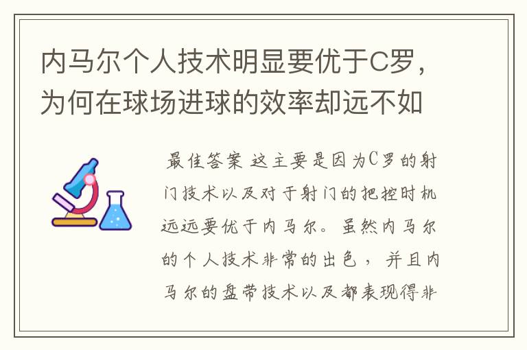 内马尔个人技术明显要优于C罗,为何在球场进球的效率却远不如C罗?