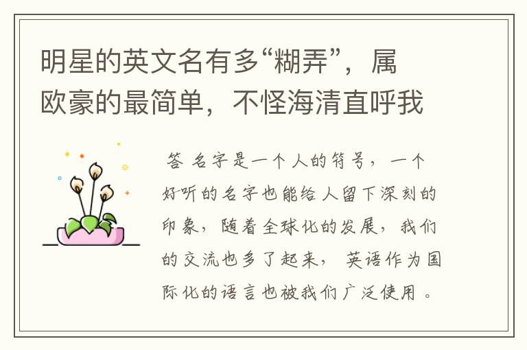 明星的英文名有多“糊弄”,属欧豪的最简单,不怪海清直呼我的神