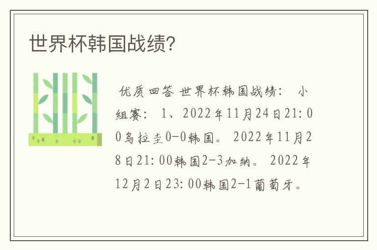 世界杯韩国战绩?