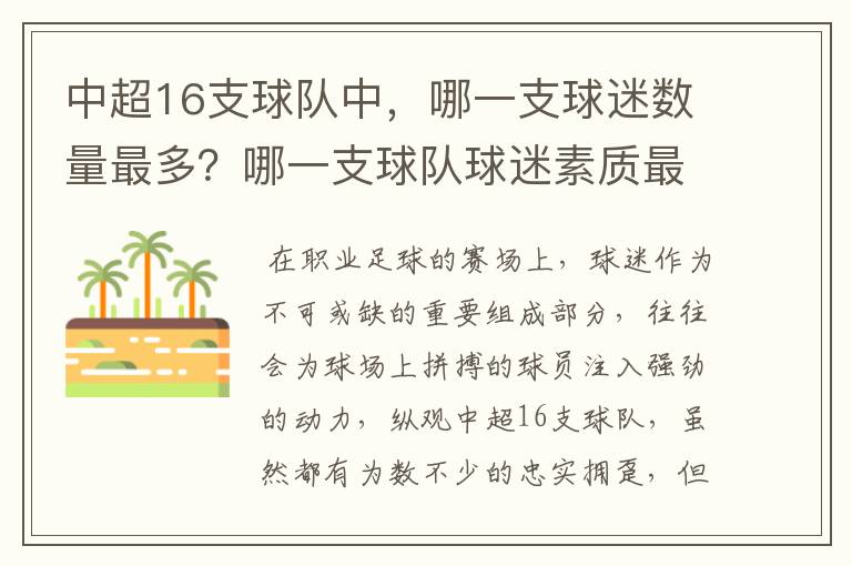 中超16支球队中,哪一支球迷数量最多?哪一支球队球迷素质最高?