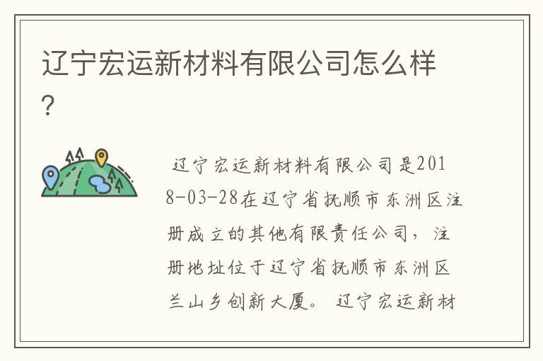 辽宁宏运新材料有限公司怎么样?