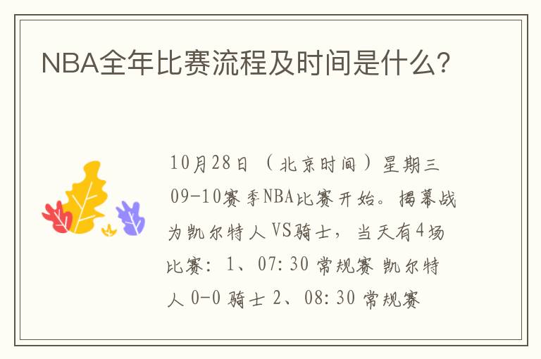 NBA全年比赛流程及时间是什么?