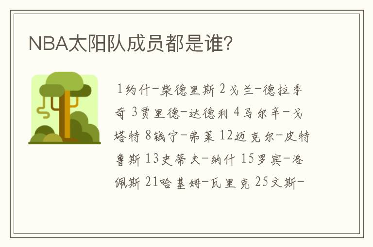 NBA太阳队成员都是谁?