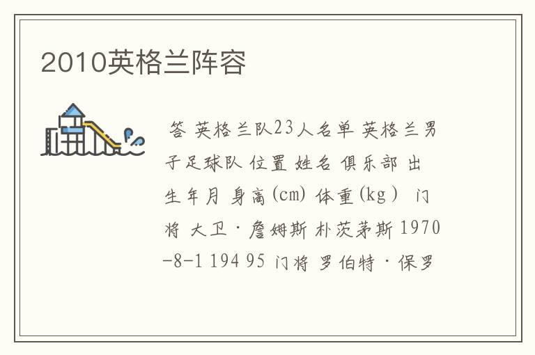 2010英格兰阵容