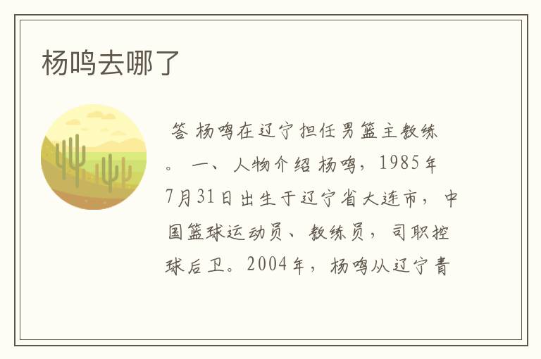 杨鸣去哪了