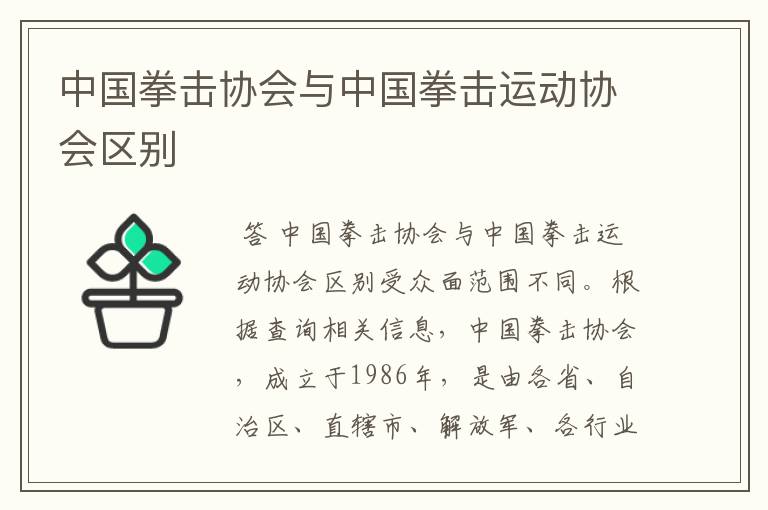 中国拳击协会与中国拳击运动协会区别