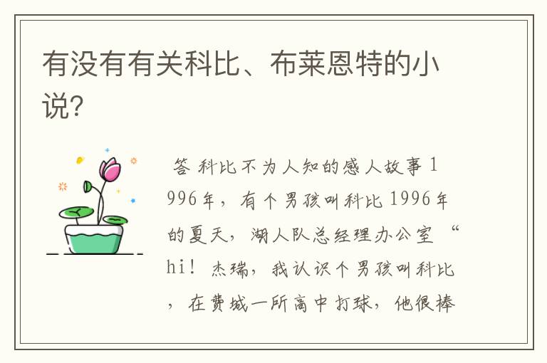有没有有关科比、布莱恩特的小说?