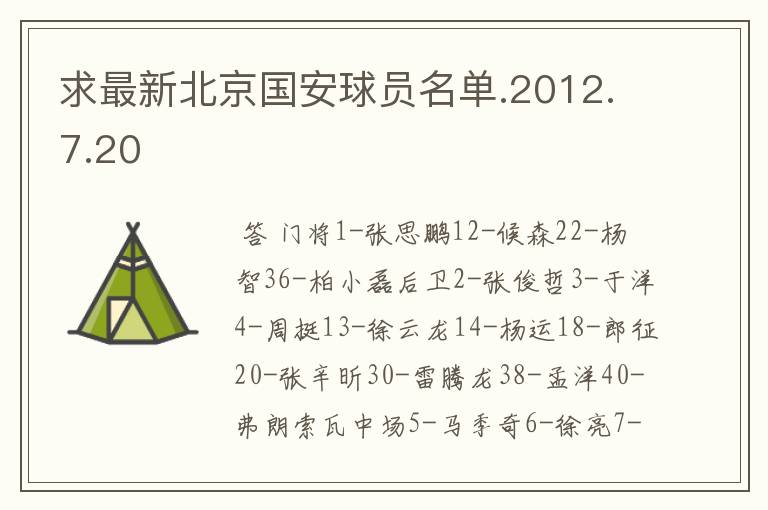 求最新北京国安球员名单.2012.7.20