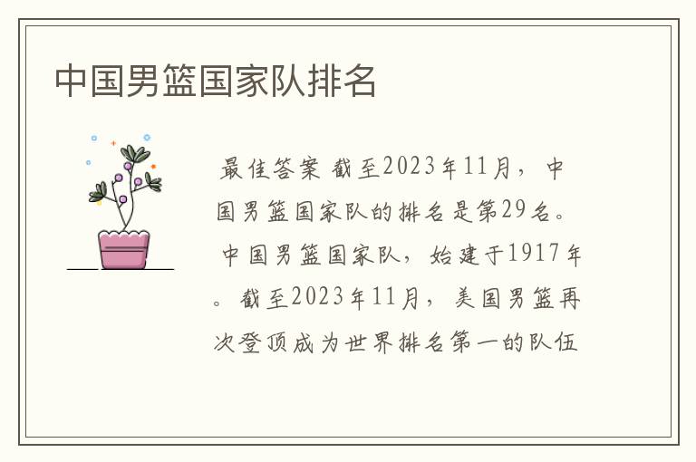 中国男篮国家队排名