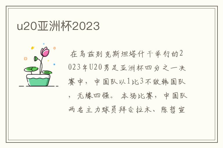 u20亚洲杯2023