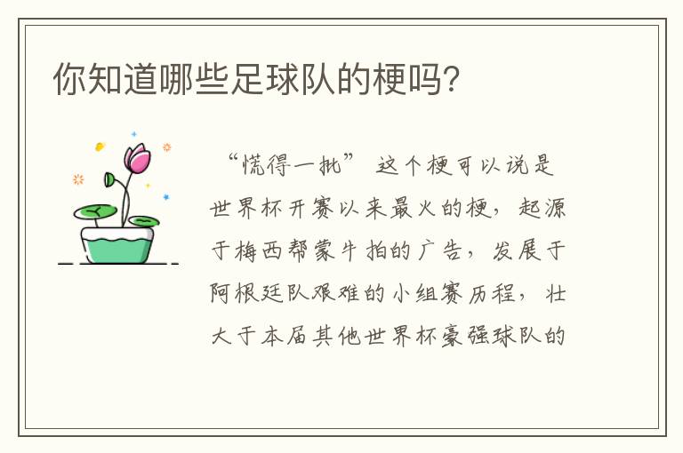 你知道哪些足球队的梗吗？