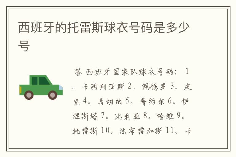 西班牙的托雷斯球衣号码是多少号