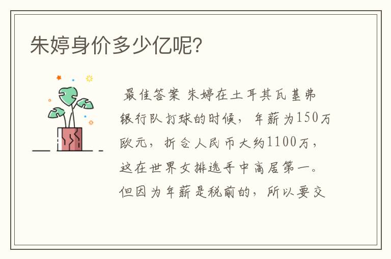朱婷身价多少亿呢?
