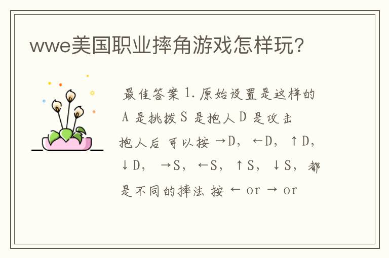 wwe美国职业摔角游戏怎样玩?