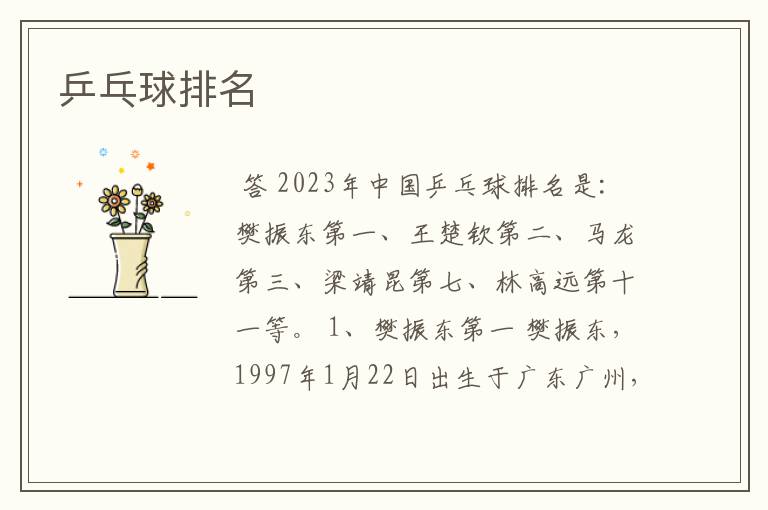 乒乓球排名