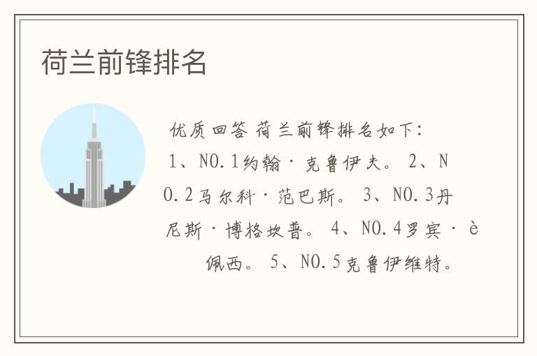 荷兰前锋排名