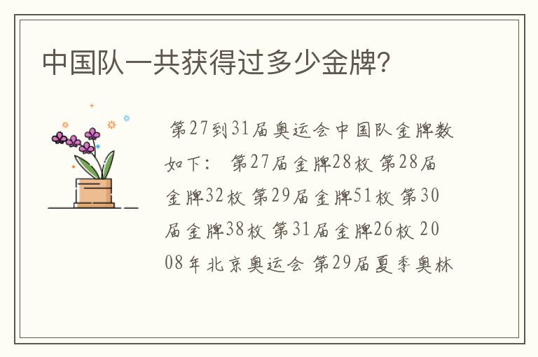 中国队一共获得过多少金牌?