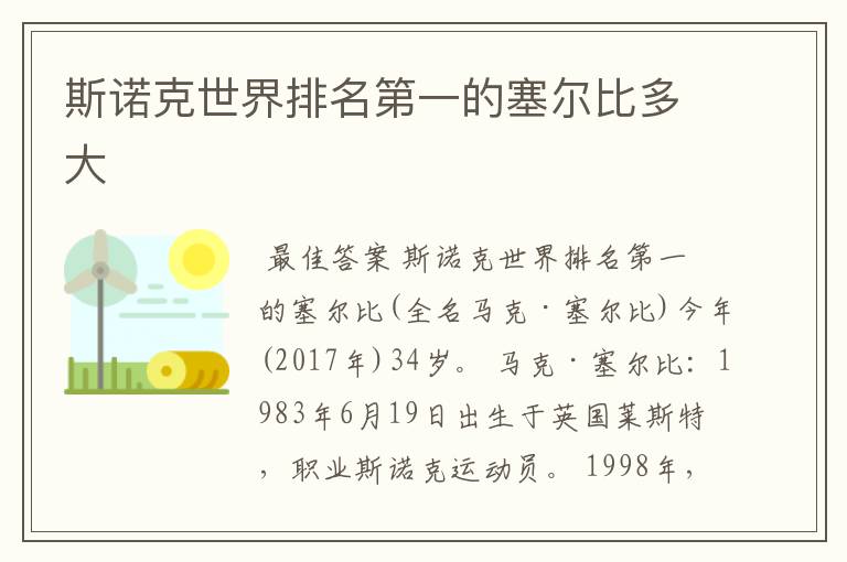 斯诺克世界排名第一的塞尔比多大