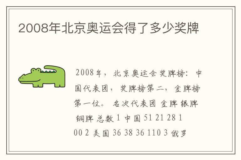 2008年北京奥运会得了多少奖牌