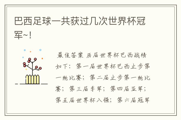 巴西足球一共获过几次世界杯冠军~!