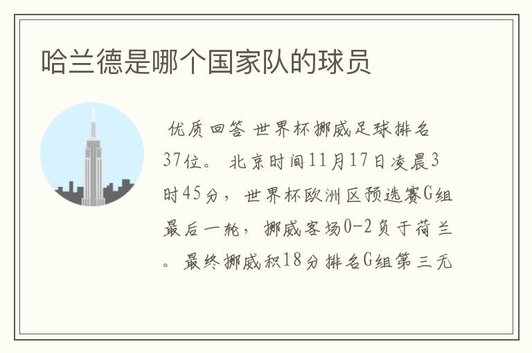 哈兰德是哪个国家队的球员