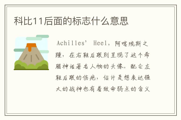 科比11后面的标志什么意思