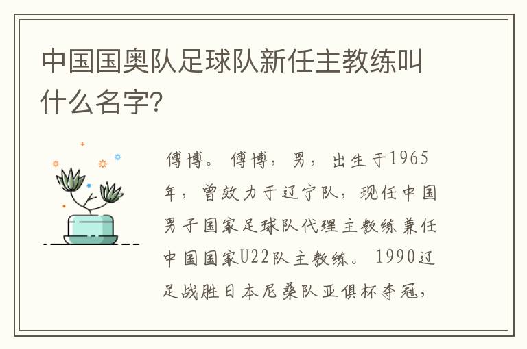 中国国奥队足球队新任主教练叫什么名字?
