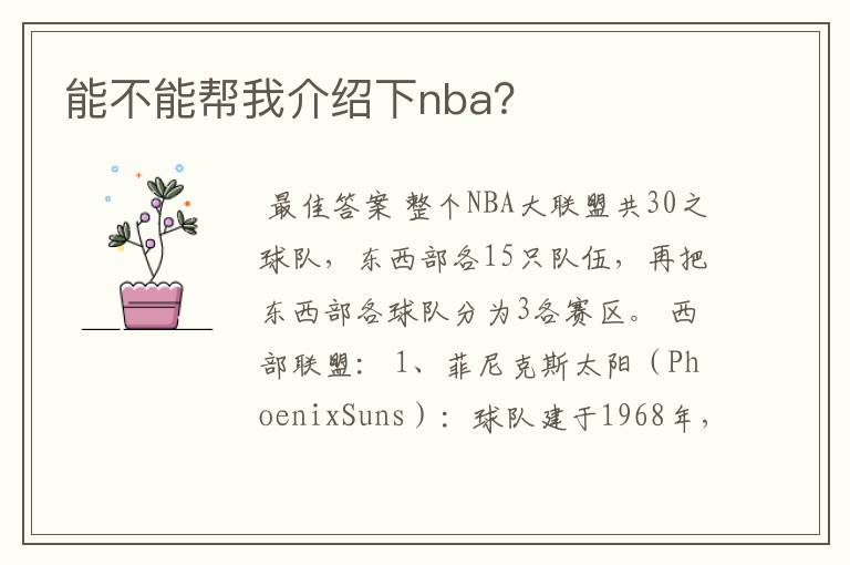 能不能帮我介绍下nba?