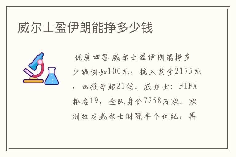 威尔士盈伊朗能挣多少钱