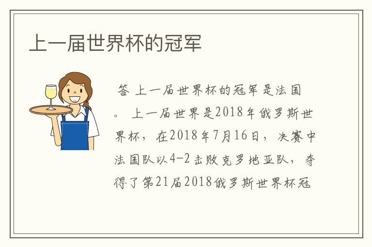 上一届世界杯的冠军