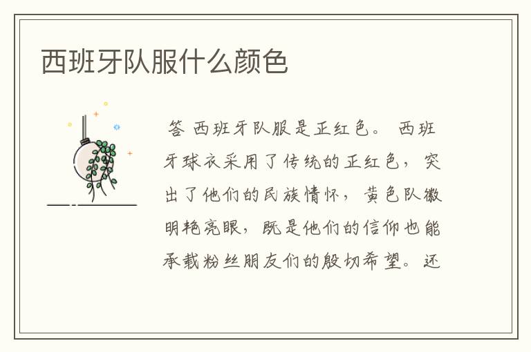 西班牙队服什么颜色