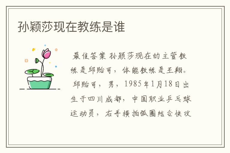 孙颖莎现在教练是谁