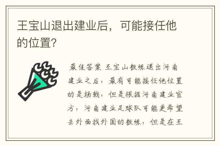 王宝山退出建业后,可能接任他的位置?