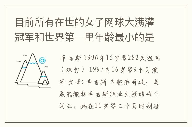 目前所有在世的女子网球大满灌冠军和世界第一里年龄最小的是谁?