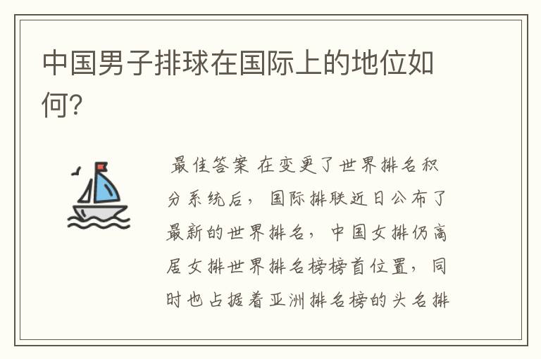 中国男子排球在国际上的地位如何?