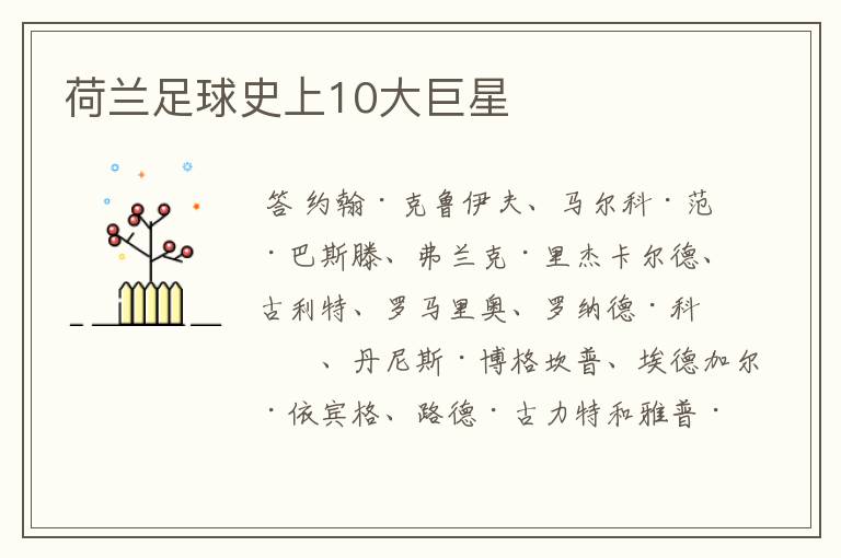 荷兰足球史上10大巨星