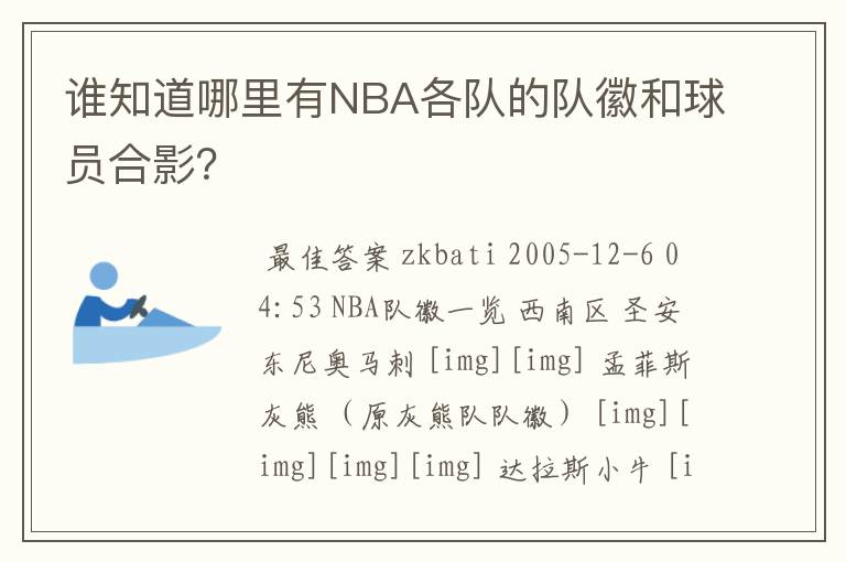 谁知道哪里有NBA各队的队徽和球员合影?