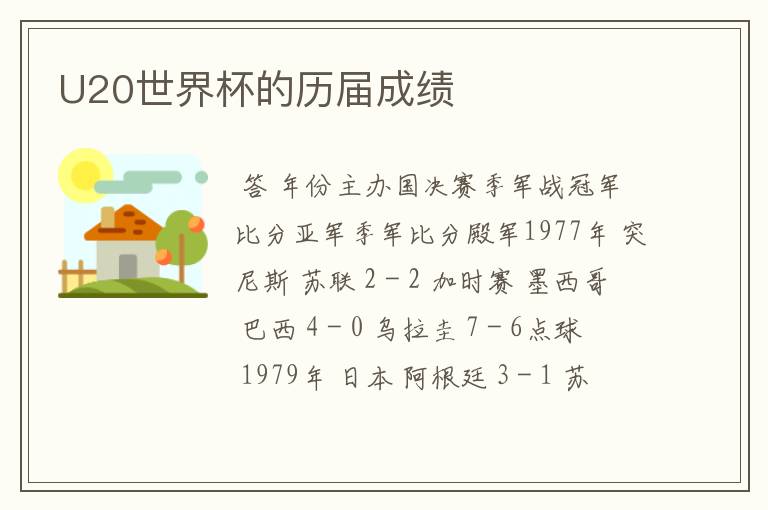 U20世界杯的历届成绩