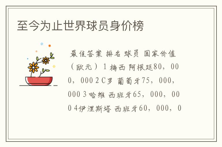 阿根廷球员身价排名