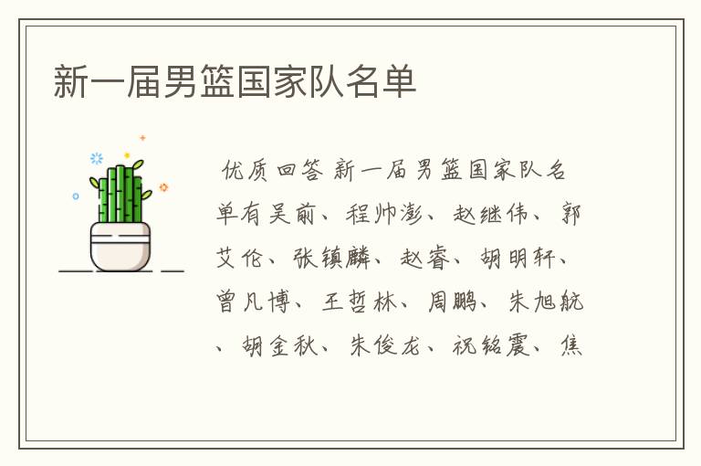 新一届男篮国家队名单