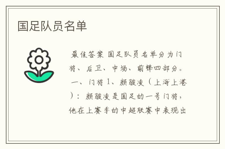 国足队员名单