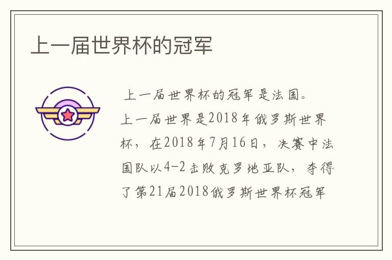 上一届世界杯的冠军