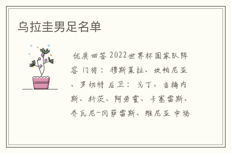 乌拉圭男足名单