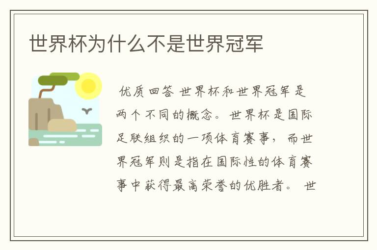 世界杯为什么不是世界冠军