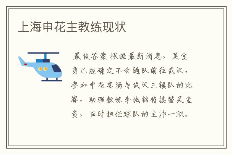 上海申花主教练现状