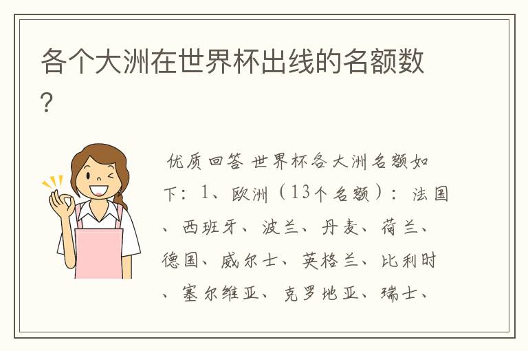 各个大洲在世界杯出线的名额数?