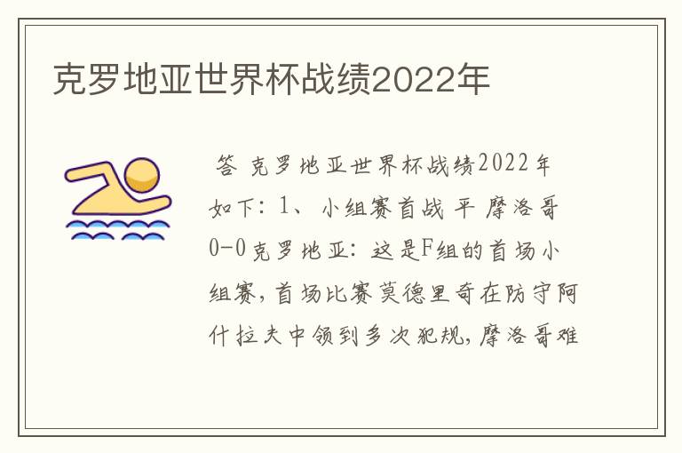 克罗地亚世界杯战绩2022年