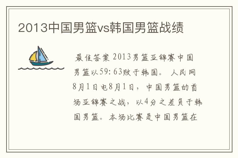 2013中国男篮vs韩国男篮战绩