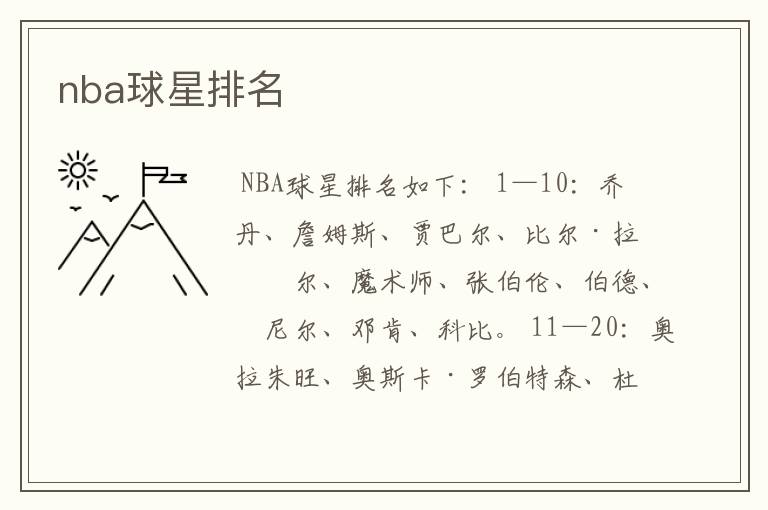 nba球星排名