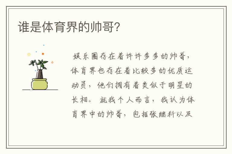 谁是体育界的帅哥?